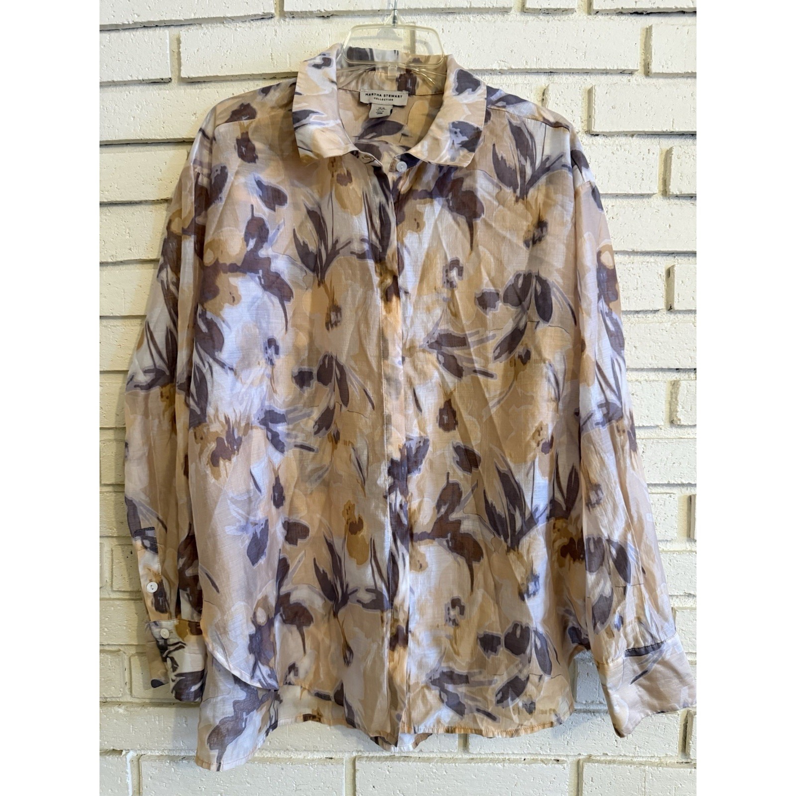 Martha Stewart Collection Floral Blouse Sheer Neutral Romantic Feminine Size Xl Martha Stewart Collection Floral Blouse Sheer Neutral Romantic Feminine Size Xl